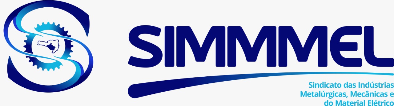 Logomarca Simmei com símbolo e escrita azul.